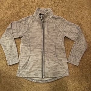 Gray patterned full-zip fleece jacket
